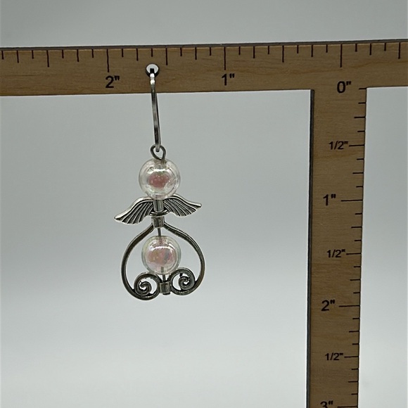 Handmade Angel Wing Earrings Pink Iridescent Beads Stainless Steel Hooks NWT - Picture 6 of 6
